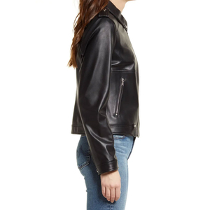 Chaqueta de cuero de último diseño de alta calidad para mujer, nueva moda, chaquetas de cuero genuino más vendidas, precio barato OEM - Product Image 3