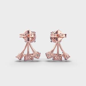 Lab Grown Diamond Designer Stud <b>Earrings</b> Round with Baguette Accents In 9K White / Rose / Yellow Gold - Product Image 4