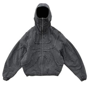 Sweat à capuche cagoule personnalisé de haute qualité, sweat à capuche lavé aux épaules tombantes, streetwear thermique uni pour hommes - Product Image 6