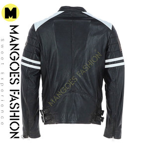 Chaqueta de motorista de cuero con cremallera lateral para hombre de primera calidad en negro clásico-Elegante ropa de abrigo de motocicleta con diseño contemporáneo - Product Image 3