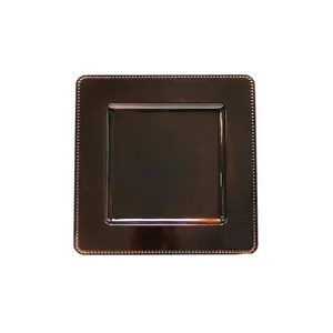 Affordable Aluminum Charger Plates Dark Brown Color Square Shaped Serving Dish For Kitchen Tabletop Dinnerware in Bulk