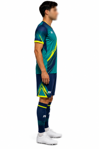 Wholesale Men's <b>Soccer</b> Jersey Set Custom Logo Heat-Transfer Printed Solid 100% Polyester Quick Dry Moisture Wicking Short Sleeve - Product Image 3