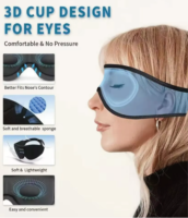Masque de sommeil Bluetooth 3D stéréo à succès avec écouteurs intégrés, en velours et mousse à mémoire de forme respirante, masque oculaire occultant, portée 10M, autonomie 10-12h