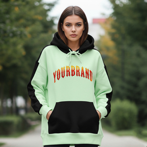 เสื้อฮู้ดผู้หญิงผ้าฝ้ายสไตล์เกาหลีแบบสั่งทำพิเศษ แฟชั่นลำลองสำหรับฤดูหนาว คอปกแบบมีฮู้ด คุณสมบัติที่ยั่งยืน ดีไซน์สั่งทำพิเศษด้านหน้า - Product Image 1