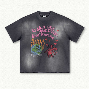 Nueva Camiseta de Verano 2025, la Más Vendida, Personalizada, de Alta Calidad, Ajustada, Estilo Urbano, para Hombre, Lavada al Ácido, Transpirable, de Seda/Algodón - Product Image 1