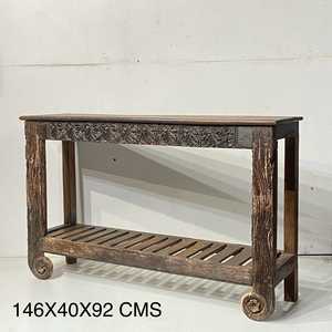 Handmade Heritage Carved <b>Console</b> Luxury Antique Design Style <b>Rustic</b> Living Room Furniture Marble Glass for Entry Villa Hotel - Product Image 5