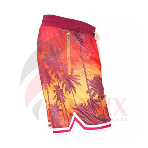 Pantalones cortos de baloncesto retro de diseño personalizado para hombres, material de malla de poliéster ecológico, pantalones cortos deportivos para adultos con servicio OEM - Product Image 2
