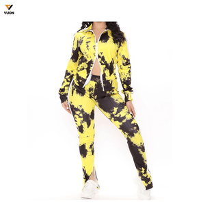 Oem Allover impresión de alta calidad de gran tamaño chándal con cremallera con capucha de moda de algodón de lana de color sólido de las mujeres con cremallera sudaderas con capucha - Product Image 1