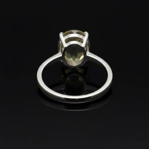 Anillo de Compromiso y Boda de Cuarzo Amarillo Natural con Corte Ovalado, Plata de Ley 925, Símbolo Religioso Cristiano, Regalo Minimalista - Product Image 3