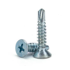 Vis à tarauder à tête fraisée Phillips en acier au carbone, revêtement bleu et blanc, DIN7504 - Product Image 1