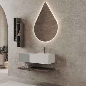 Miroir LED de 100 cm avec 1 tiroir gris nacré et miroir rotatif - Product Image 1
