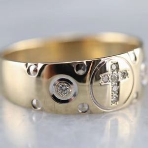 <b>Mens</b> Religious Band 14K Gold plated Round Cut Original Moissanite <b>Diamond</b> <b>Men's</b> Wedding Band Religious Fine Jewelry Anniversary - Product Image 3