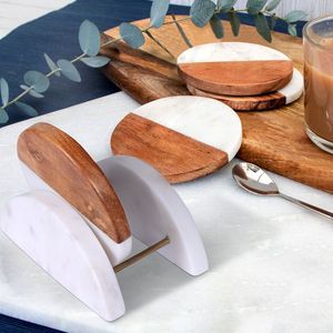 Marble Wood Coaster compact marble wood coaster ideal for <b>small</b> spaces apartments modern urban living homes - Product Image 1