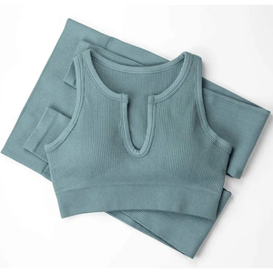 Nouvel ensemble de yoga écologique à taille haute personnalisé pour femmes, vêtements de sport, vêtements de fitness, vêtements de sport actifs, ensemble 2 pièces en gros - Product Image 4