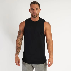 Camiseta sin mangas de gimnasio, camiseta sin mangas cortada personalizada, camiseta muscular estampada, chaleco gráfico de lavado ácido para hombre - Product Image 3