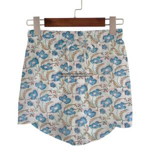 Nouveaux shorts cache-cœur pour femme en coton, coupe décontractée, imprimé floral au bloc, imprimé à la main, pour l'été - Product Image 5