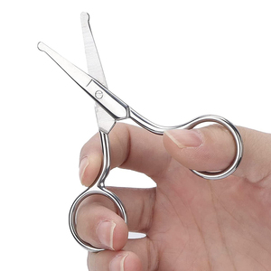 Tijeras de acero inoxidable Premium con acabado de espejo Tipo de hoja curva para cejas Nariz Bigote Barba Recorte Herramienta de belleza - Product Image 5