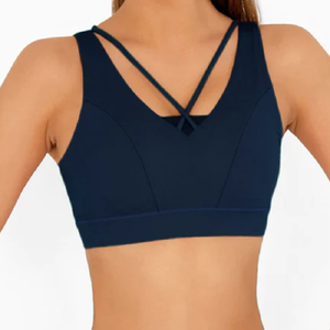Top Corto de Punto de Alta Calidad para Mujer, Transpirable, para Gimnasio, Ejercicio, Color Sólido, Cruzado, para Yoga, OEM Personalizado - Product Image 1