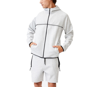100% Cotton Terry Men's Gym Wear Custom Printed Autumn Casual Hoodie Short Set Breathable Plus Size OEM/ODM Service for Men - Product Image 5