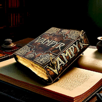 Carnet de notes gothique élégant en cuir véritable marron fait main, motif Vampyr Slayer, pour hommes et femmes, Halloween