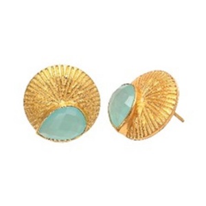 Boucles d'oreilles en forme de poire en argent Sterling 925 avec pierres précieuses Aqua calcédoine, nouvel arrivage - Product Image 1