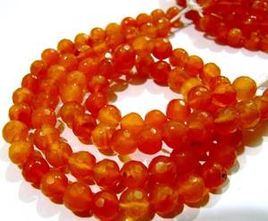 Natural Carnelian 7mm Round Faceted <b>Beads</b> 10 Inches Loose Crystal Strand Size - Product Image 1