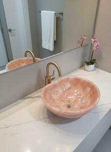อ่างล้างหน้าทรงกลมทำมือจากหินอาเกตสุดหรูทันสมัย เป็นมิตรกับสิ่งแวดล้อม เหมาะสำหรับตกแต่งห้องน้ำที่บ้านและสำนักงาน ของขวัญขึ้นบ้านใหม่และเทศกาลดีวาลี - Product Image 3