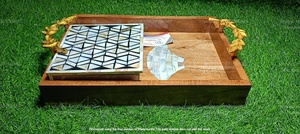 Luxury Handcrafted Acrylic Jar Set with Mother of Pearl Inlay Lids and Elegant Wooden Serving Tray Eid Ramadan Mubarak - Product Image 3