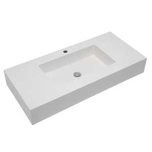 Lavabo de Resina Blanco Mate de 100 CM, Producto Elegante y Duradero en la Categoría de Lavabos - Product Image 1