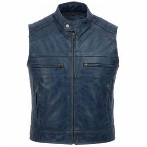 Fashionable Men <b>Leather</b> Vest Designer Motorcycle Biker Sleeveless Outerwear Vintage <b>Retro</b> Slim Fit Motorbike <b>Leather</b> <b>Jacket</b> - Product Image 3