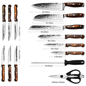 Ensemble de 8 couteaux de chef professionnels multifonctionnels écologiques avec manche en bois et lames en acier inoxydable - Product Image 2