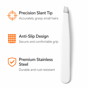 Pinzas para Cejas de Acero Inoxidable de Primera Calidad, Blancas, con Punta Inclinada, Ecológicas, Herramienta de Belleza para Depilación de Precisión - Product Image 6