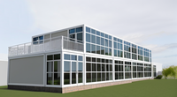 Bâtiment de bureau modulaire préfabriqué en acier, grande structure en verre, design de luxe, style chinois, écologique, étanche