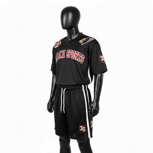 ชุดเสื้อและกางเกงบาสเก็ตบอลชาย คุณภาพสูง ผ้าตาข่ายโพลีเอสเตอร์ 180GSM น้ำหนักเบา สีชมพูขาว  พร้อมปักโลโก้ตามสั่ง สำหรับผู้ชาย - Product Image 6