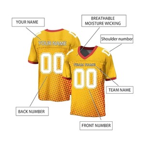 Haute qualité 100% Polyester respirant grande taille tissu maillot de Football américain unisexe été col en V maillot de football T-shirts - Product Image 3