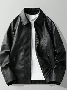 Chaqueta de Cuero para Hombre, Fabricada con Piel de Becerro, Estilo Moderno con Botones, Chaqueta de Cuero Premium para Hombre - Product Image 3