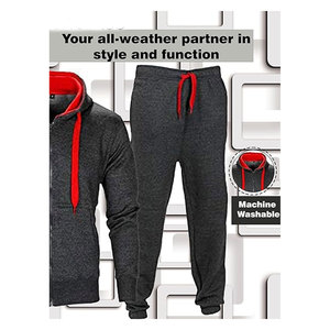 Ensemble de survêtement en molleton à panneaux contrastés pour homme, haut zippé à manches longues et pantalon de jogging en cordon pour la salle de sport, la course à pied et les vêtements décontractés - Product Image 6
