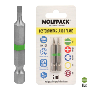 Destorpuntas Largo Plano 3 mm. (2 Pezzi) Acciaio S2 al Cromo Vanadio - Product Image 1
