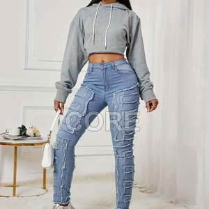 Pantalones apilados ecológicos para mujer, lona transpirable con cintura media para invierno, 2025 - Product Image 1