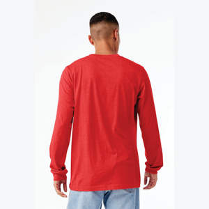 <b>Red</b> Heather <b>Long</b> <b>Sleeve</b> Tee: Superior Blend of 52% Airlume Combed Cotton & 48% Poly - Product Image 3
