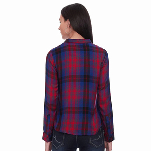 Camisas de franela informales para mujer, cuello vuelto, manga ancha, botones, 100% algodón, tamaño personalizado, estilo motorista - Product Image 2