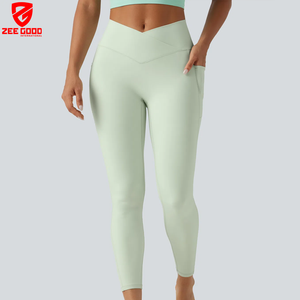 Wholesale Price High Waisted Sports Workout Pants <b>Leggings</b> for Women Soft Polyester <b>GYM</b> Fitness <b>Leggings</b> With <b>Pocket</b> - Product Image 1