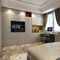 Ensemble de meubles de chambre à coucher personnalisé moderne en mélamine : armoire, commode, coffre de rangement et bureau