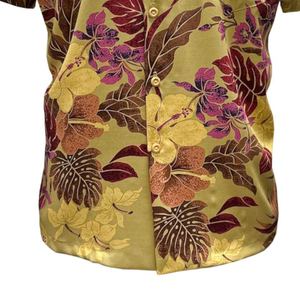 เสื้อเชิ้ตฮาวายสีทองและสีขาวลำลองสำหรับผู้ชายผ้า100% ผ้าฝ้ายผ้าพอปลินไม่หดปรับแต่งได้ฤดูร้อน - Product Image 3