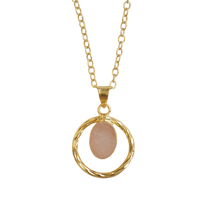 Colgante Clásico Vintage de Cuarzo Ahumado Chapado en Oro de 18K con Engaste de Bisel, Unisex - Product Image 2