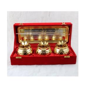 Nuevo Juego de 2 tarros de fruta seca antiguos hechos a mano de oro puro de lujo con bandeja dorada de diseño premium a muy buen precio - Product Image 3