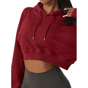 เสื้อฮู้ดแฟชั่นผู้หญิง เสื้อฮู้ดสั้นเซ็กซี่ เสื้อครอปผ้าฝ้าย แขนยาว สตรีทแวร์ สบายๆ - Product Image 3