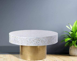 Mesa de Centro Redonda Ajustable en Altura, Ecológica, para el Hogar, Juego de Cocina de la India, para Decoración de Sala de Estar y Dormitorio - Product Image 2