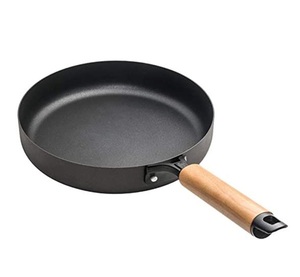 Poêle à steak antiadhésive avec manche en bois Design moderne à double usage pour cuisinière à gaz électromagnétique et friture domestique - Product Image 1