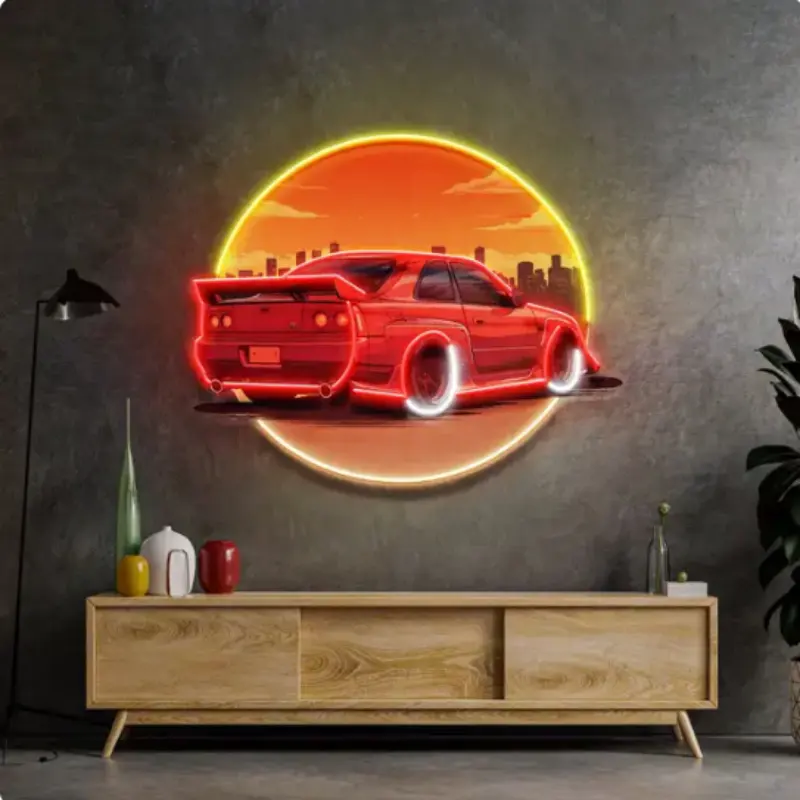 Enseigne lumineuse LED UV pour décoration murale Enseigne personnalisée automatique imprimée pour voiture, logo d'entreprise, enseigne lumineuse LED UV pour décoration intérieure